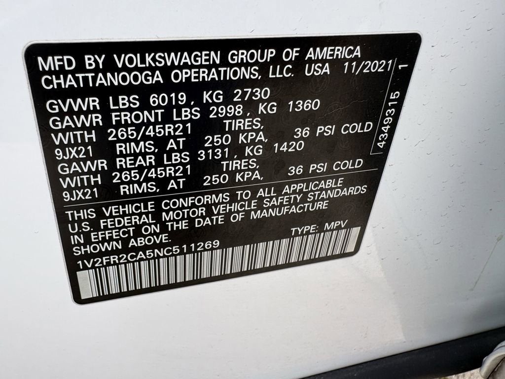 2022 Volkswagen Atlas 3.6L V6 SEL Premium R-Line