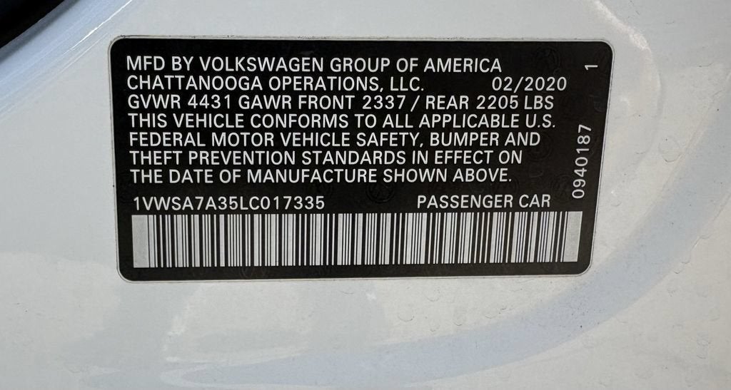 2020 Volkswagen Passat 2.0T SE