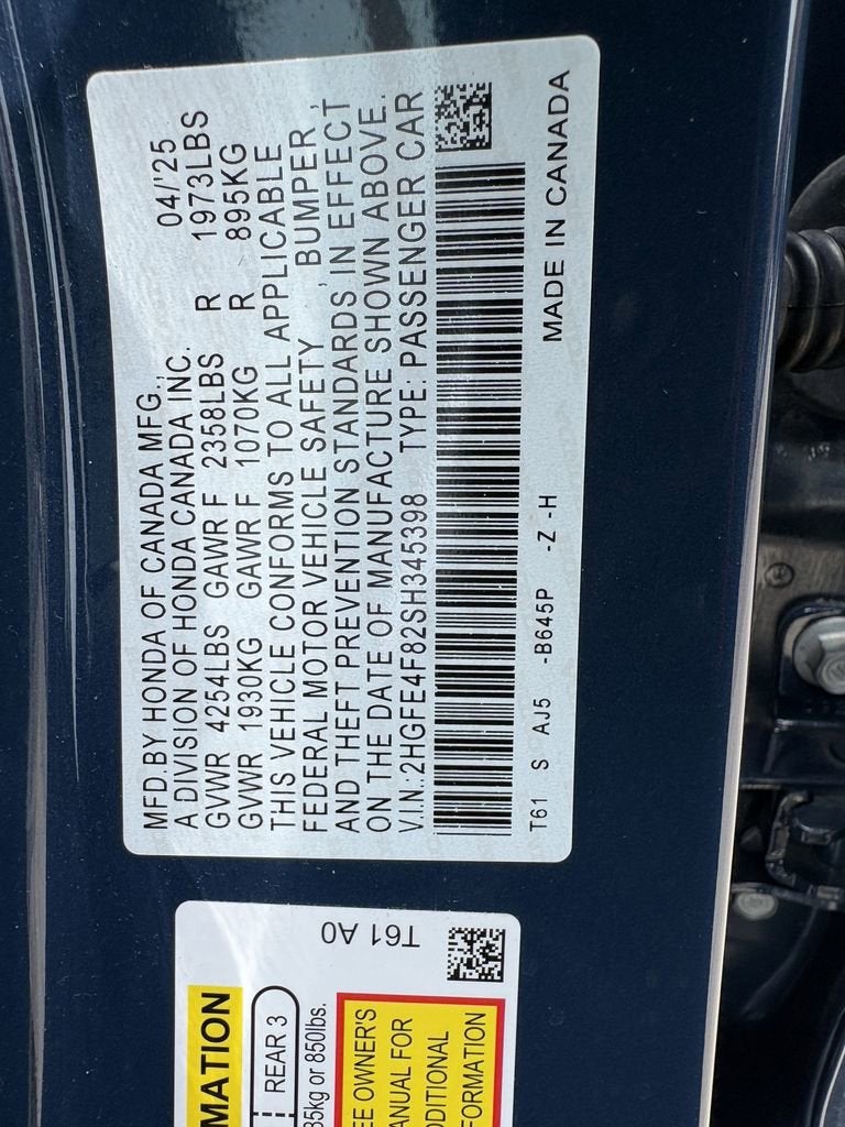 2025 Honda Civic Sedan Hybrid Sport
